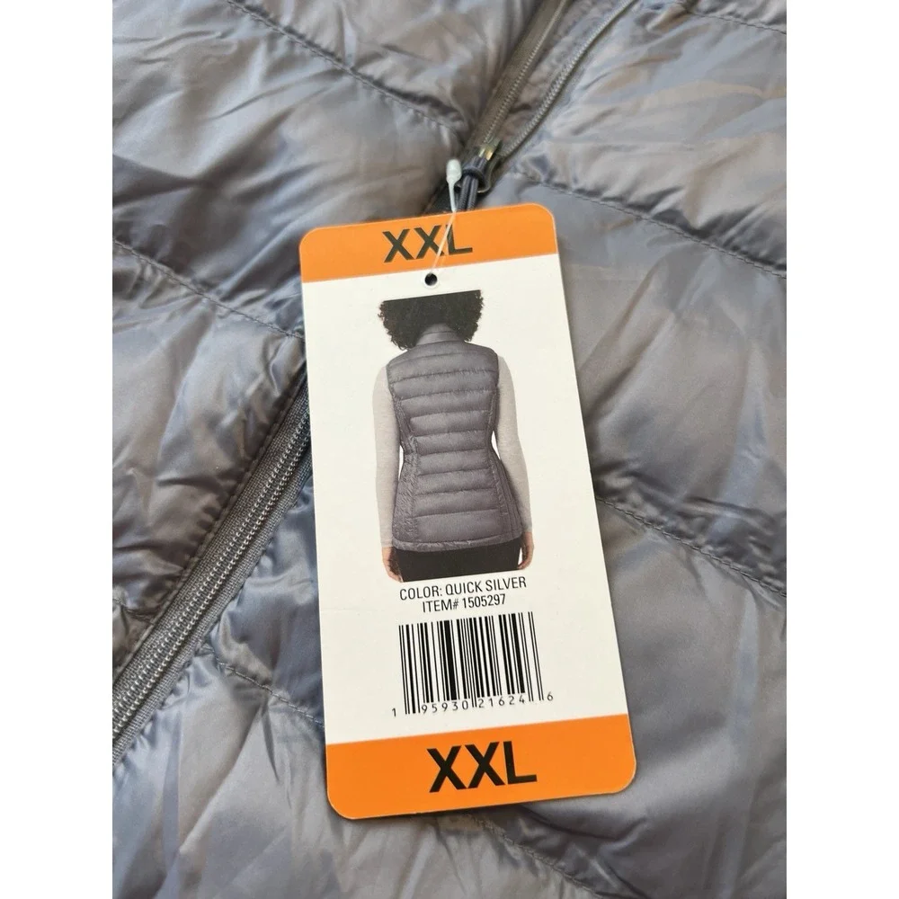 32 Degrees Heat Womens Puffer Vest XXL Gray Full Zip Lightweight Packable